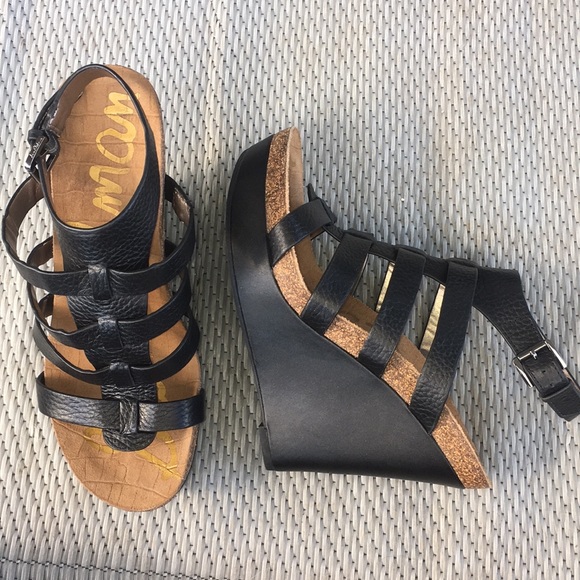 Sam Edelman Shoes - Sam Edelman black leather wedge Nayla sandals